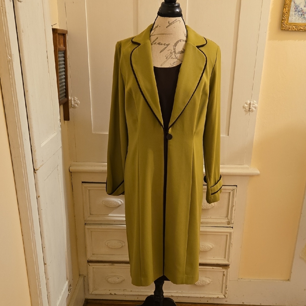 Dana Kay brown and green dress and coat set Sz 10